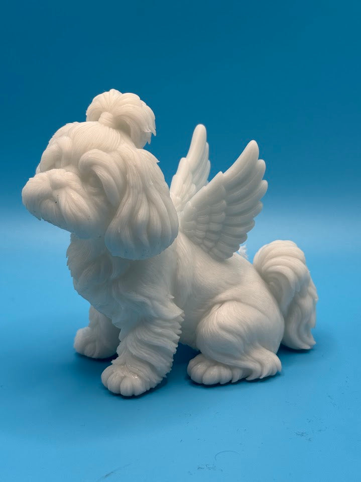 Gini Art Shih Tzu Angel Wings Dog Figurine 3D Printed Resin Statue Gift