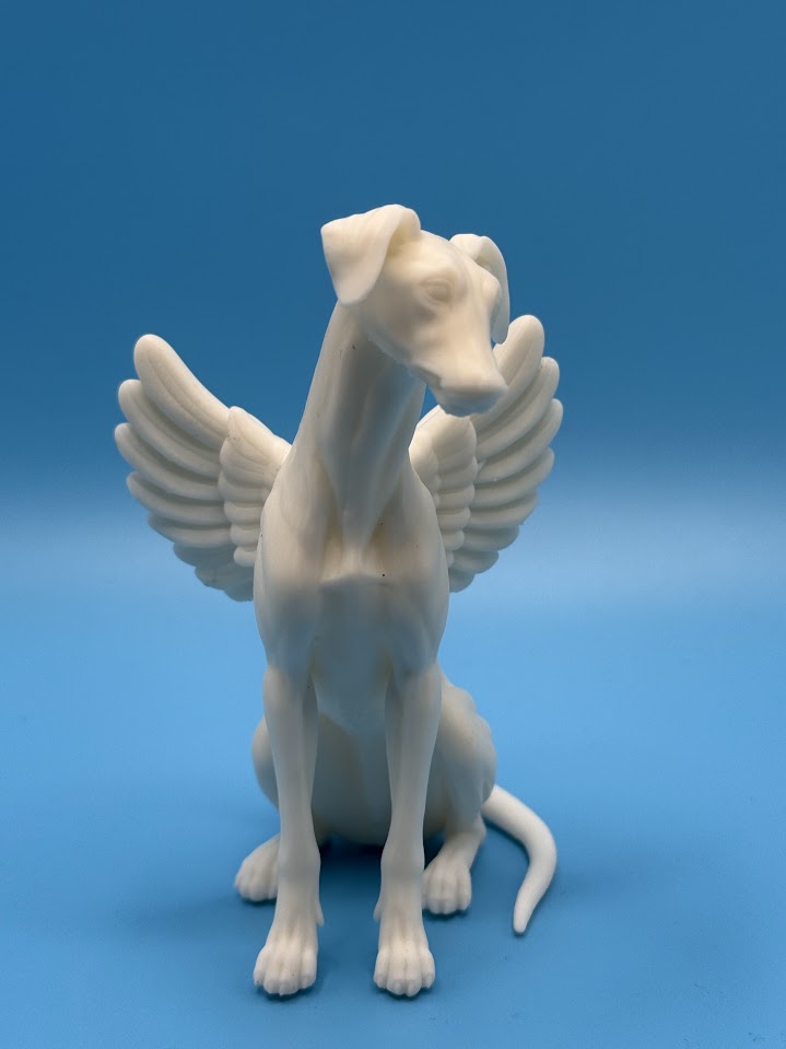 Gini Art Greyhound Angel Wings Dog Figurine 3D Printed Resin Statue Gift