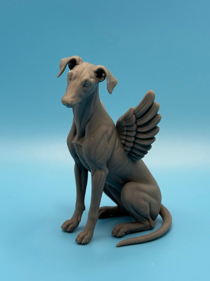 Gini Art Greyhound Angel Wings Dog Figurine 3D Printed Resin Statue Gift