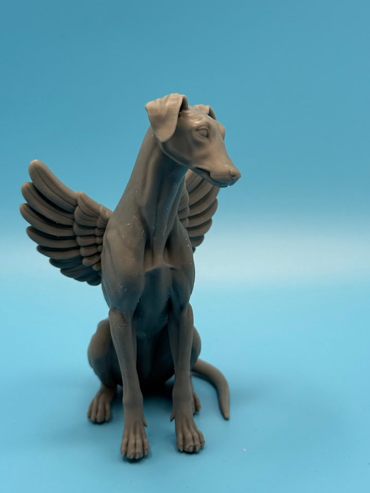 Gini Art Greyhound Angel Wings Dog Figurine 3D Printed Resin Statue Gift