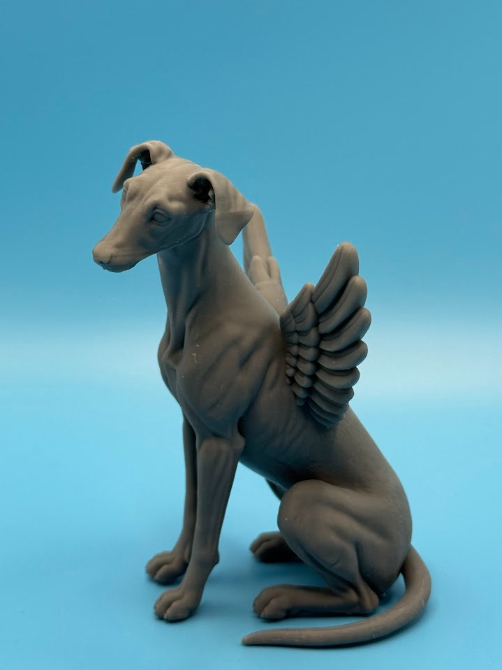 Gini Art Greyhound Angel Wings Dog Figurine 3D Printed Resin Statue Gift