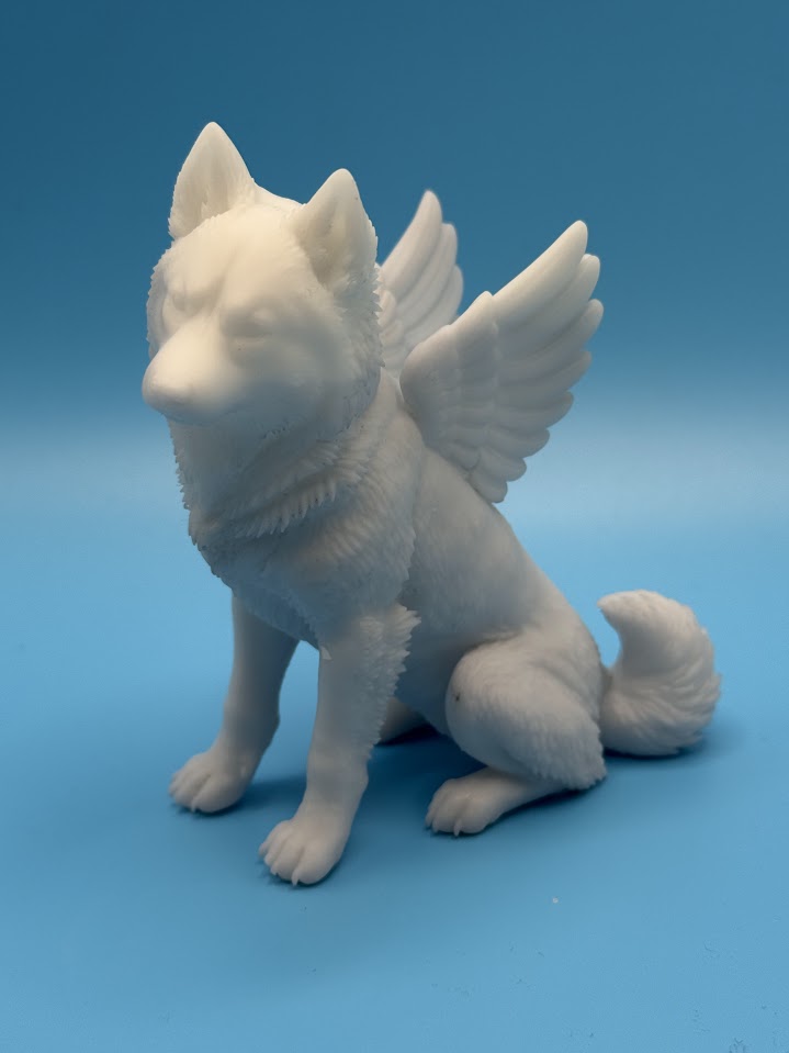 Gini Art Siberian Husky Angel Wings Dog Figurine 3D Printed Resin Statue Gift