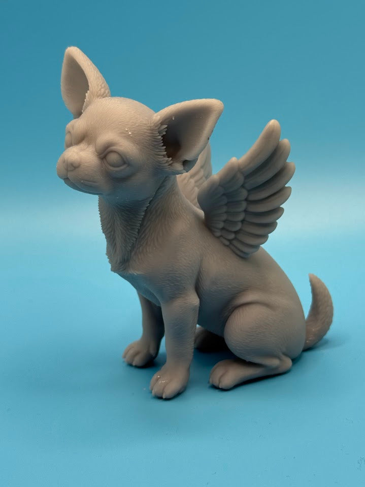 Gini Art Chihuahua Angel Wings Dog Figurine 3D Printed Resin Statue Gift
