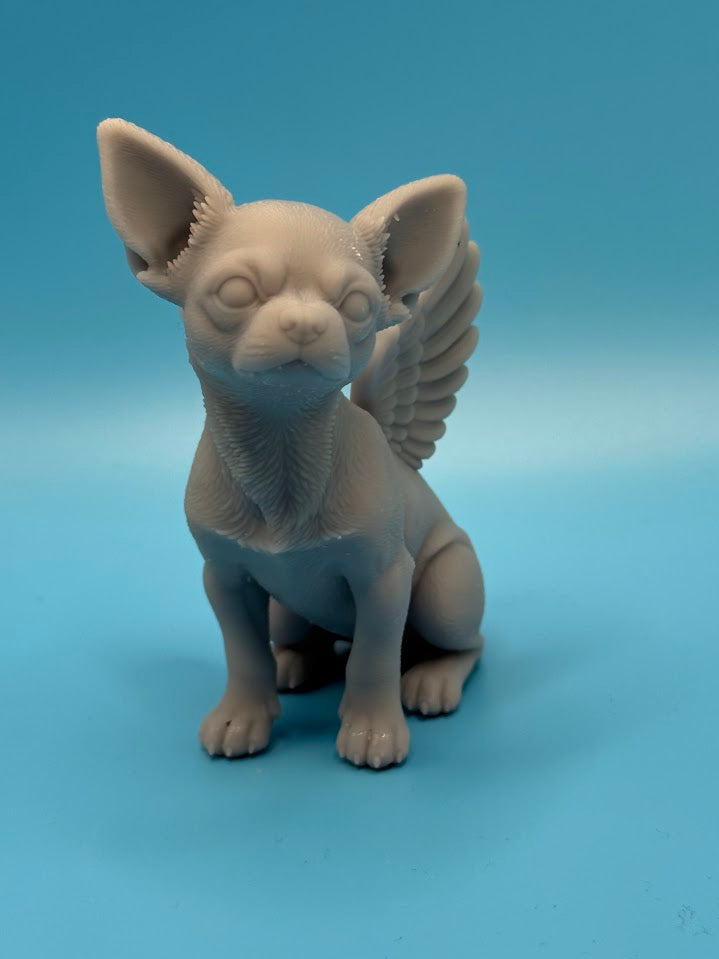 Gini Art Chihuahua Angel Wings Dog Figurine 3D Printed Resin Statue Gift
