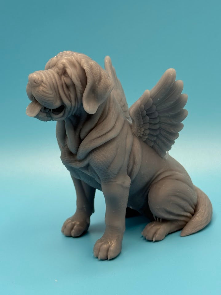 Gini Art English Mastiff Angel Wings Dog Figurine 3D Printed Resin Statue Gift