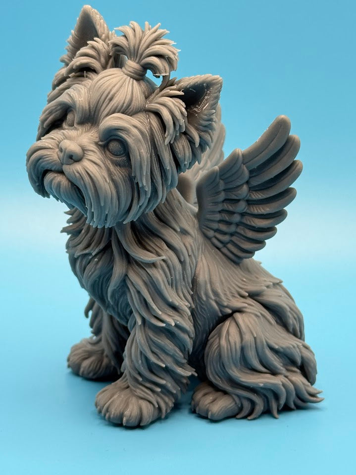 Gini Art Yorkshire Terrier Angel Wings Dog Figurine 3D Printed Resin Statue Gift