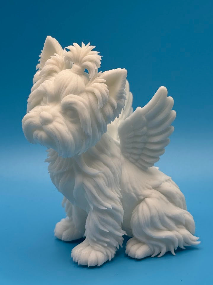 Gini Art Yorkshire Terrier Angel Wings Dog Figurine 3D Printed Resin Statue Gift