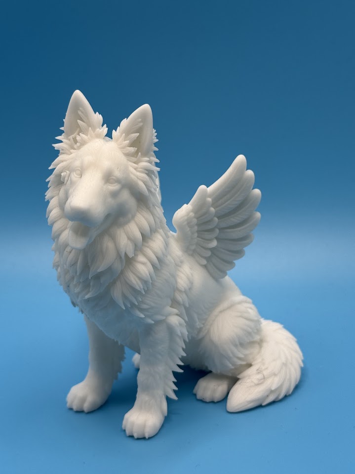 Gini Art German Shepherd Angel Wings Dog Figurine 3D Printed Resin Statue Gift