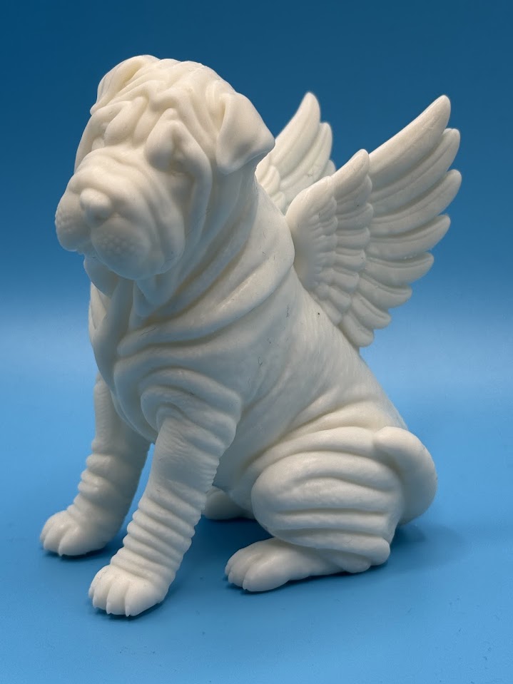 Gini Art Shar Pei Angel Wings Dog Figurine 3D Printed Resin Statue Gift