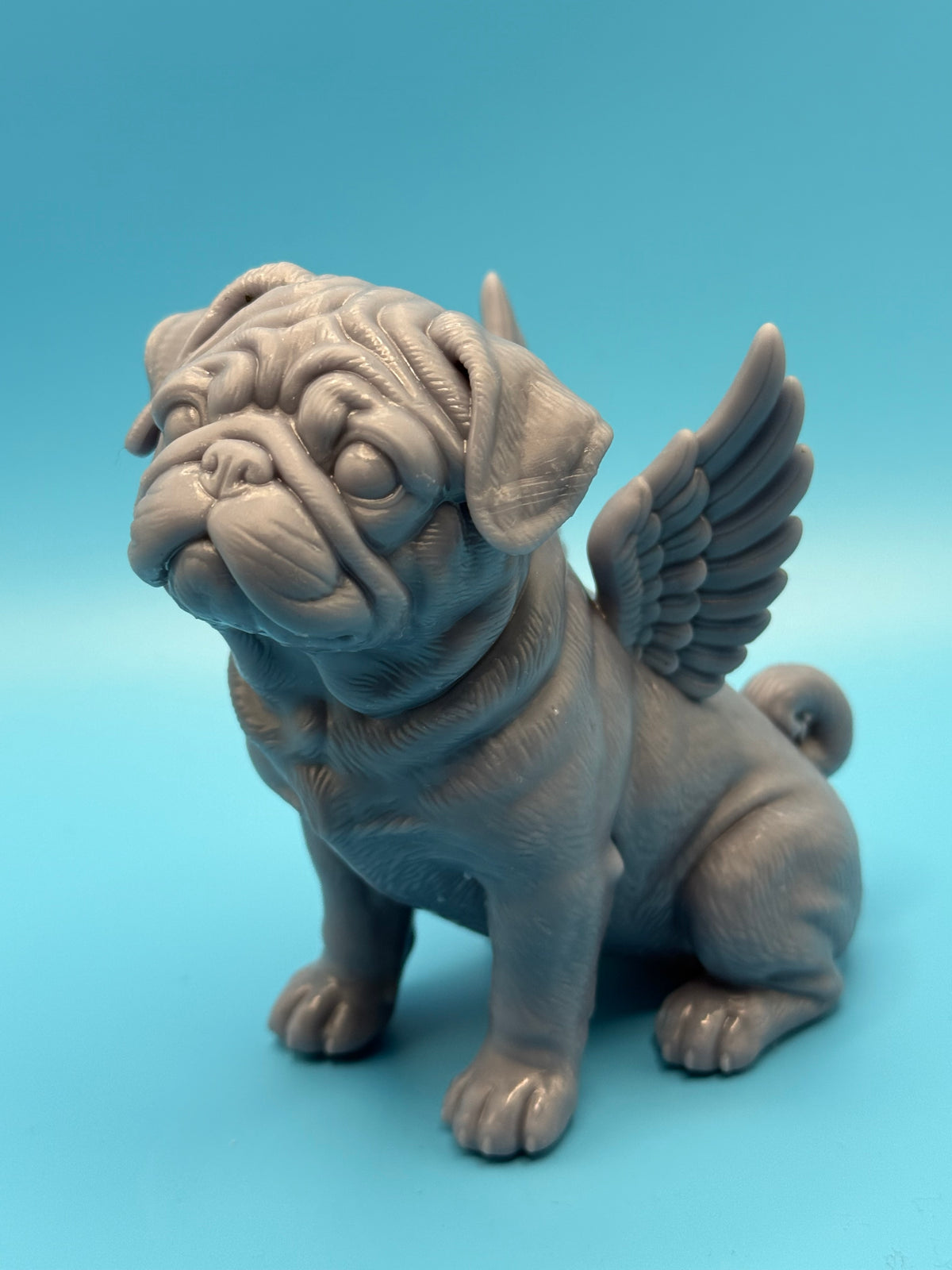 Gini Art Pug Angel Wings Dog Figurine 3D Printed Resin Statue Gift