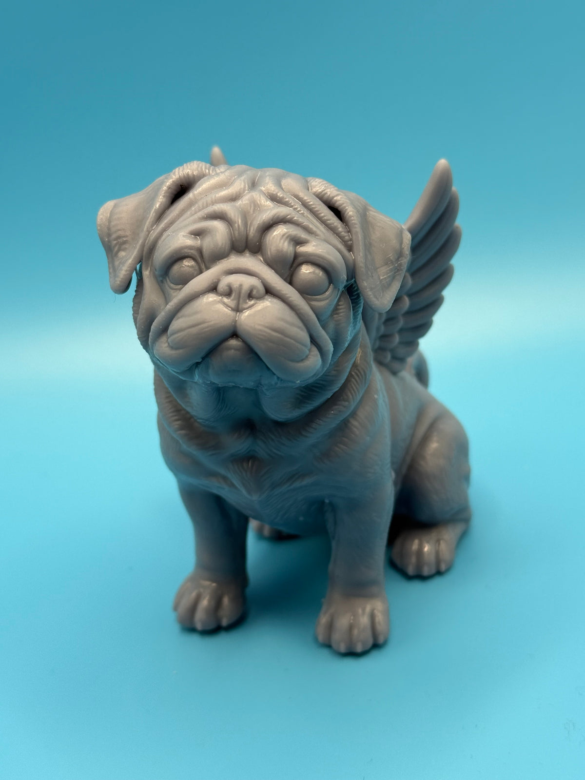 Gini Art Pug Angel Wings Dog Figurine 3D Printed Resin Statue Gift