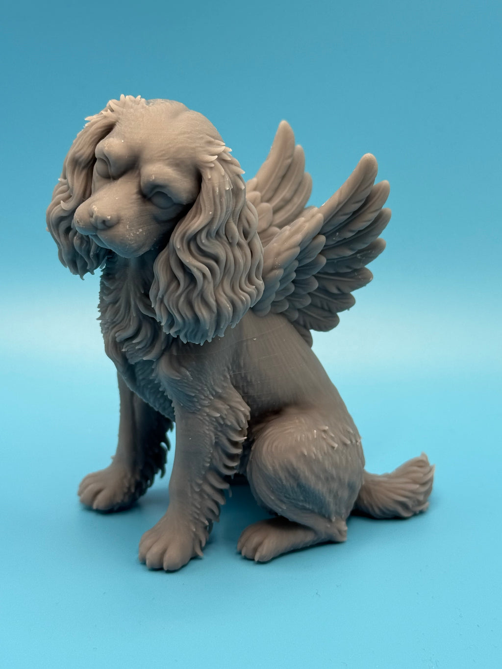 Gini Art Cavalier King Charles Spaniel Angel Wings Dog Figurine 3D Printed Resin Statue Gift