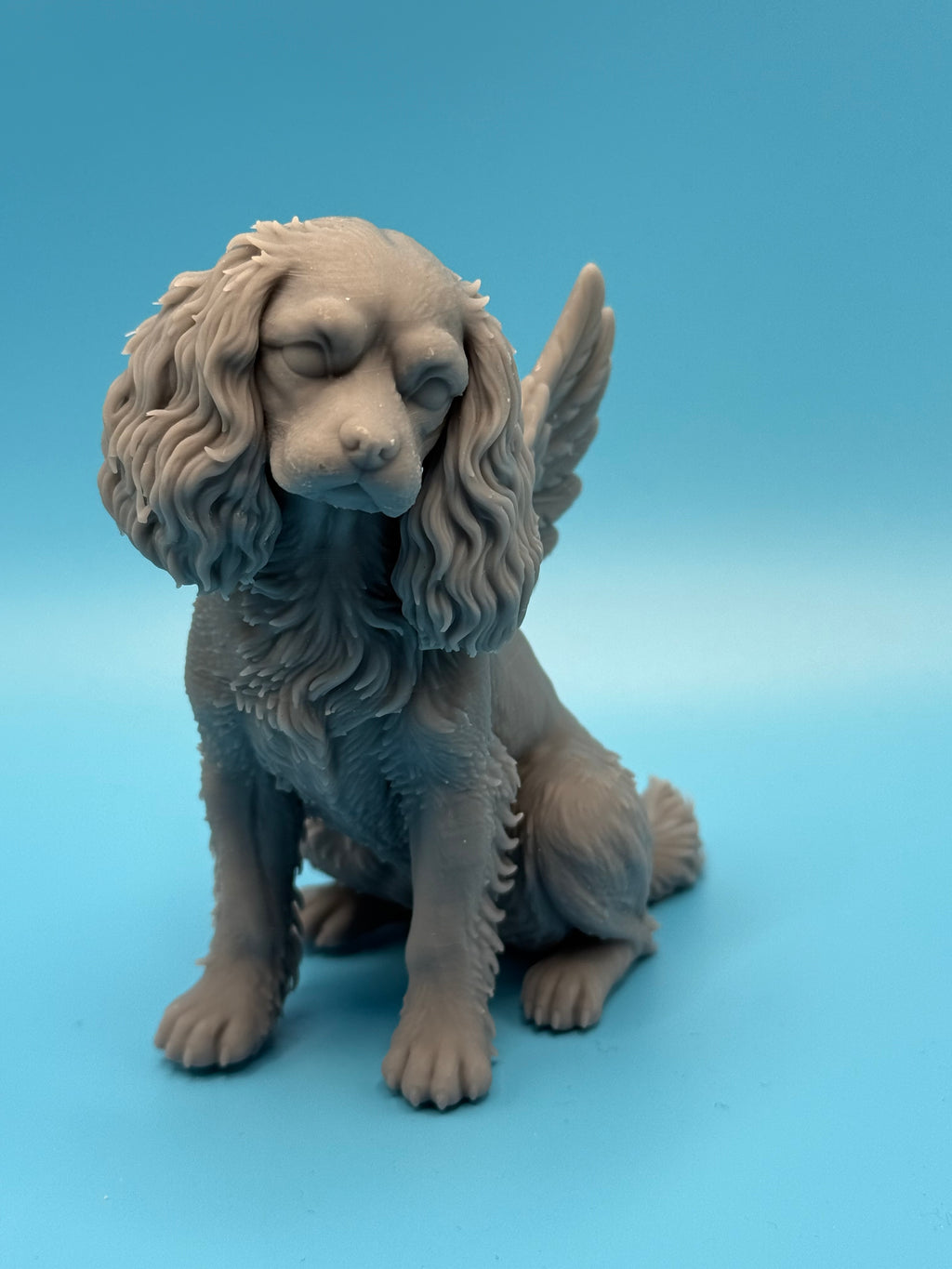 Gini Art Cavalier King Charles Spaniel Angel Wings Dog Figurine 3D Printed Resin Statue Gift