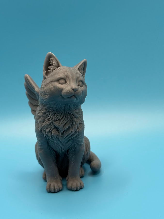 Gini Art Cat Angel Wings Figurine 3D Printed Resin Unpainted