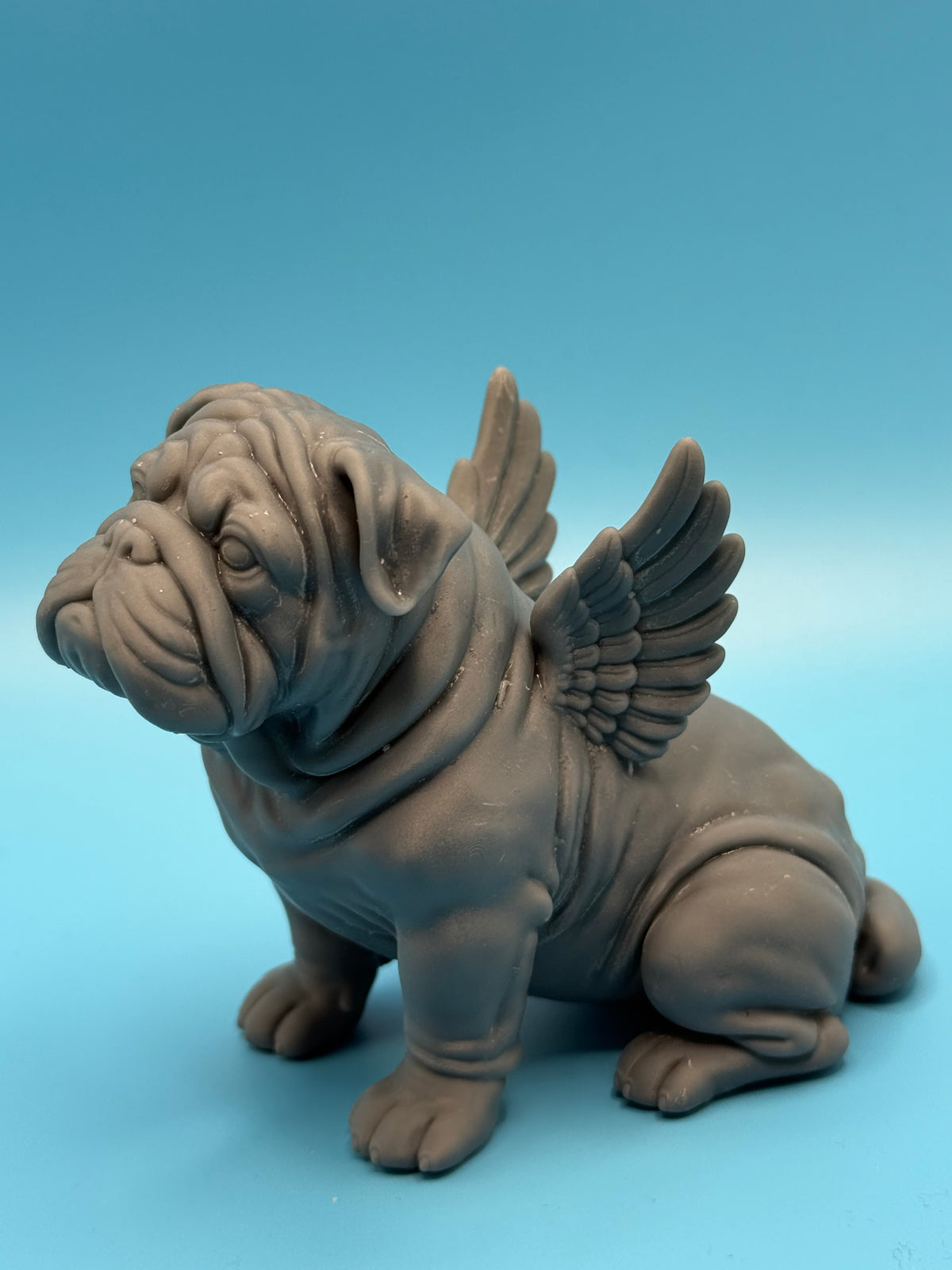 Gini Art English Bulldog Angel Wings Dog Figurine 3D Printed Resin Statue Gift