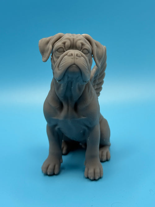 Gini Art Boxer Angel Wings Dog Figurine 3D Printed Resin Statue Gift