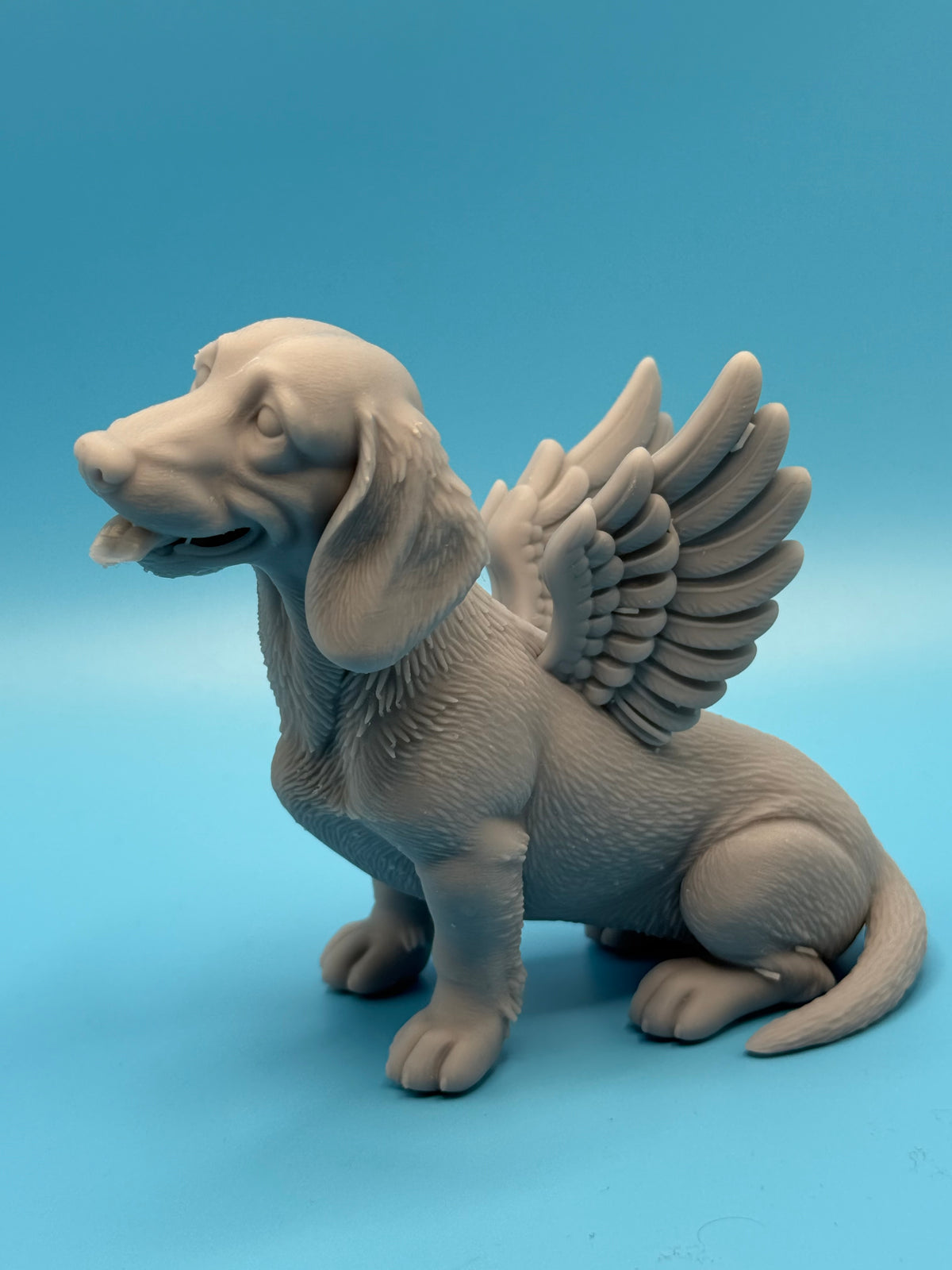Gini Art Dachshund Angel Wings Dog Figurine 3D Printed Resin Statue Gift