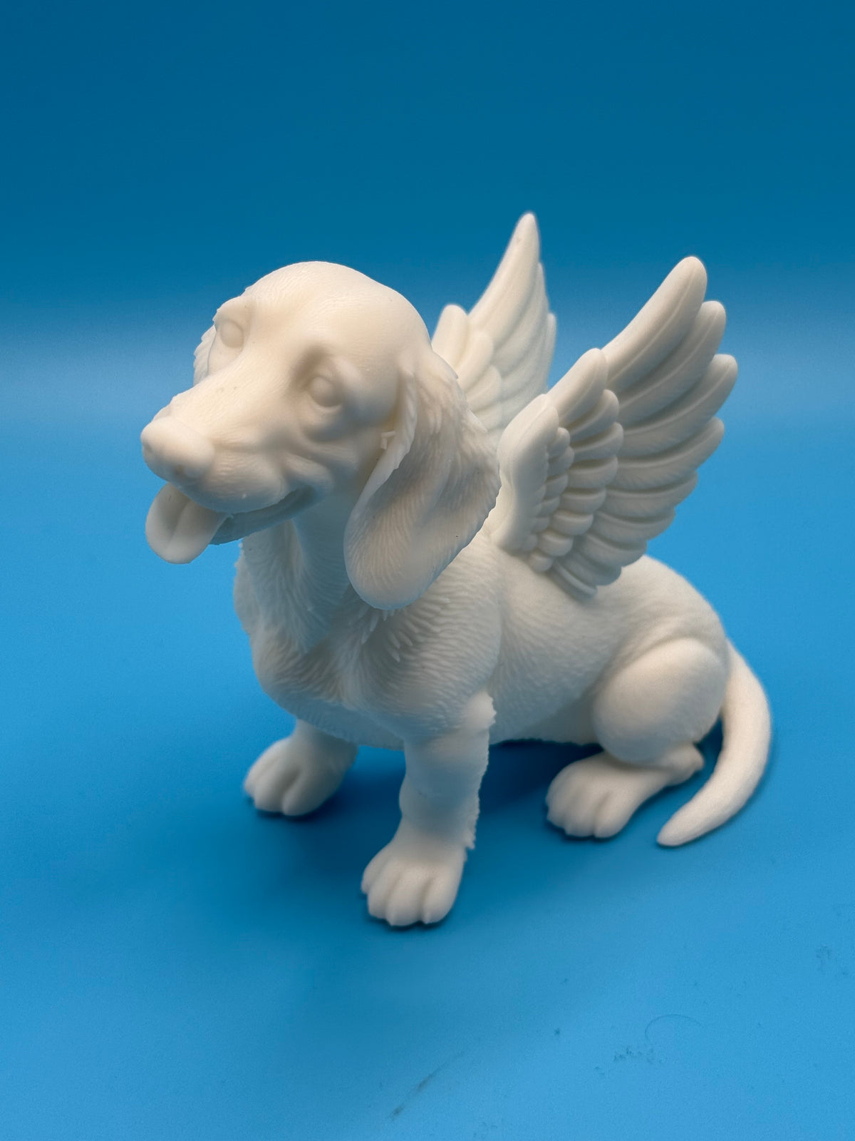 Gini Art Dachshund Angel Wings Dog Figurine 3D Printed Resin Statue Gift