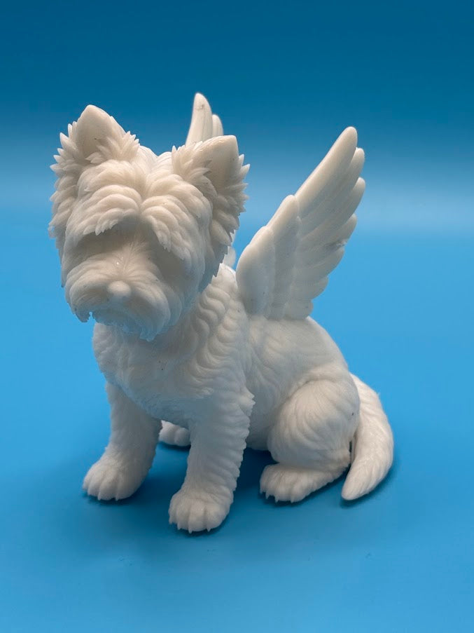 Gini Art West Highland White Terrier Angel Wings Dog Figurine 3D Printed Resin Gift