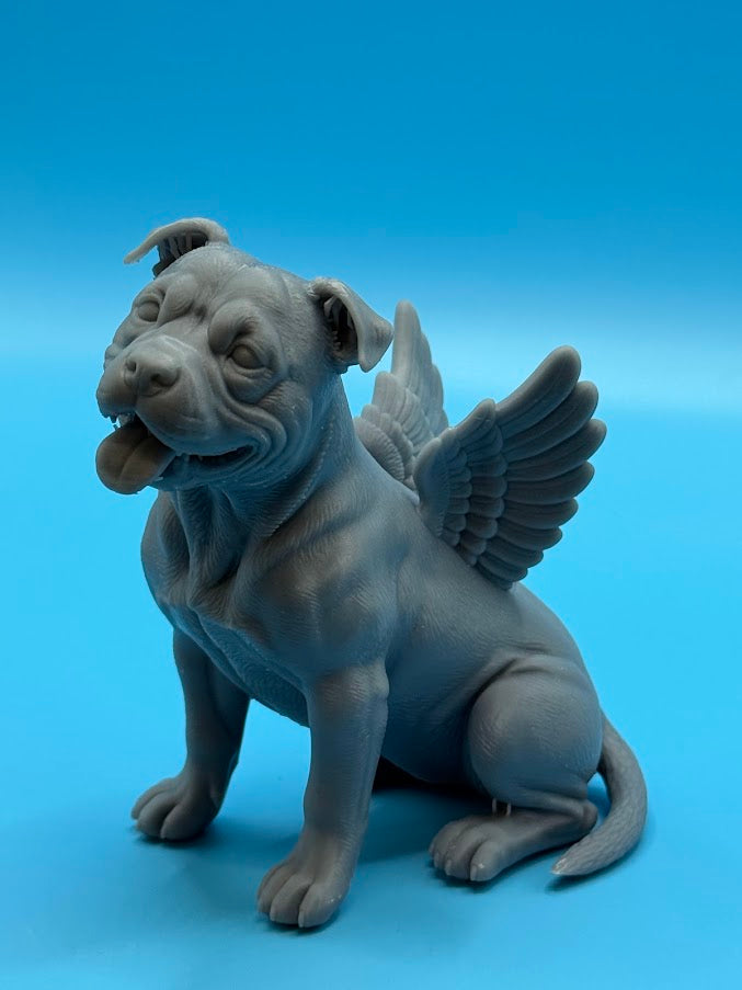 Gini Art Staffordshire Bull Terrier Angel Wings Dog Figurine 3D Printed Resin Statue Gift