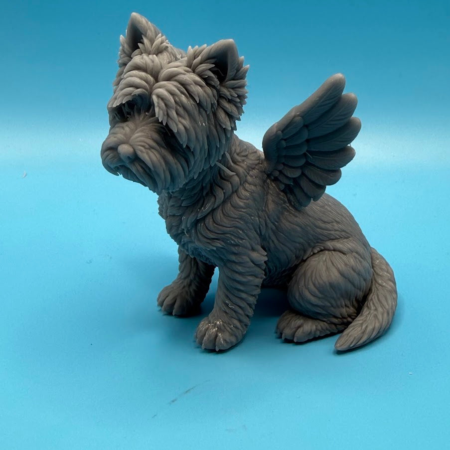Gini Art West Highland White Terrier Angel Wings Dog Figurine 3D Printed Resin Gift